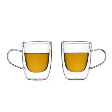 Double Wall Glass King Mugs (250 ml) (Pack of 2)